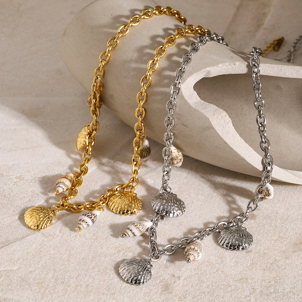 Sun Kissed Sea Shell Charm Necklace