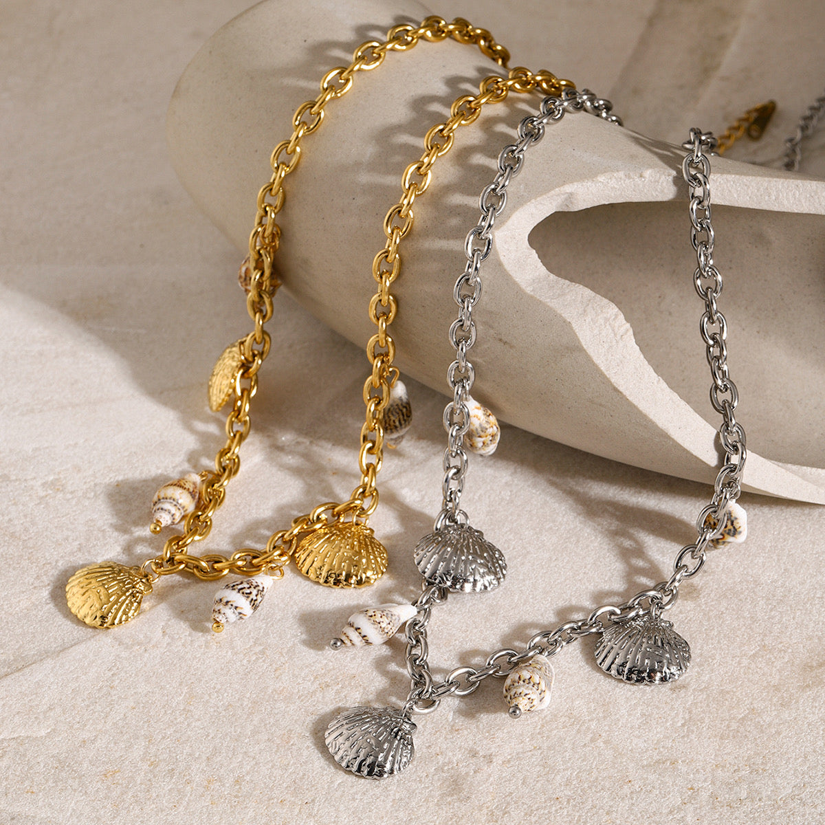Sun Kissed Sea Shell Charm Necklace