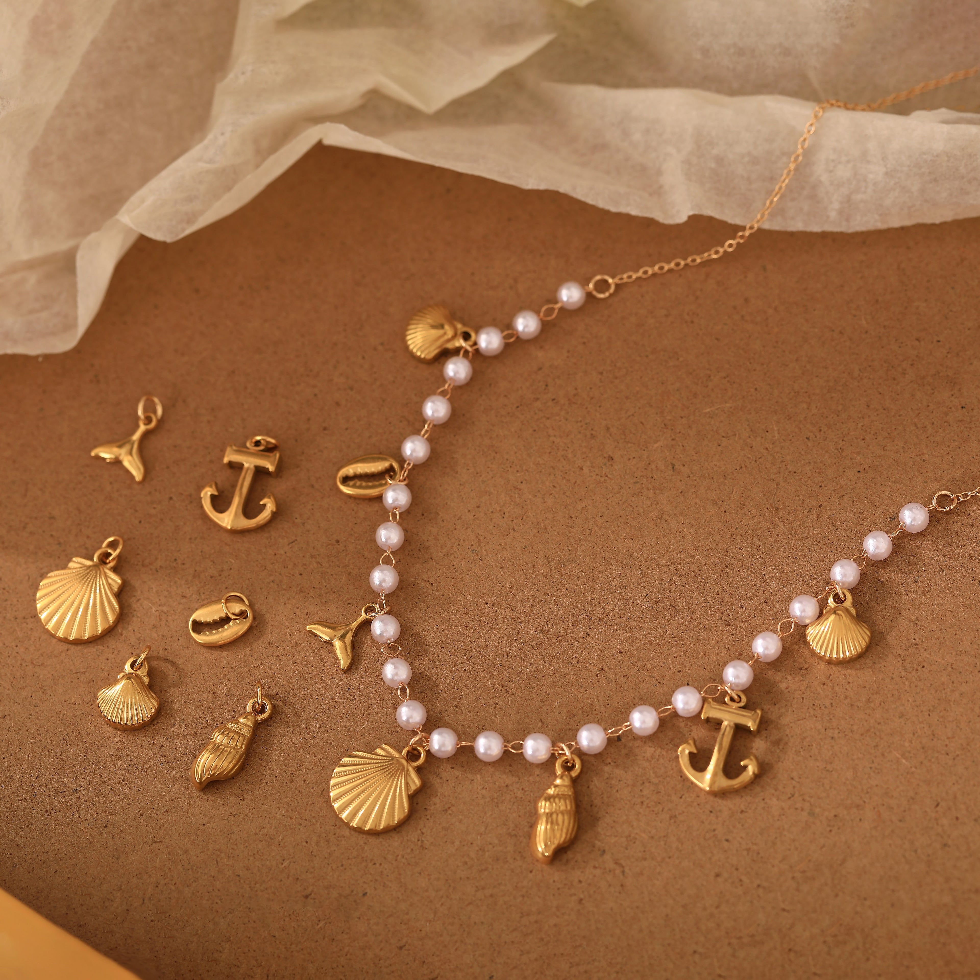 Golden Shoreline Charm Necklace
