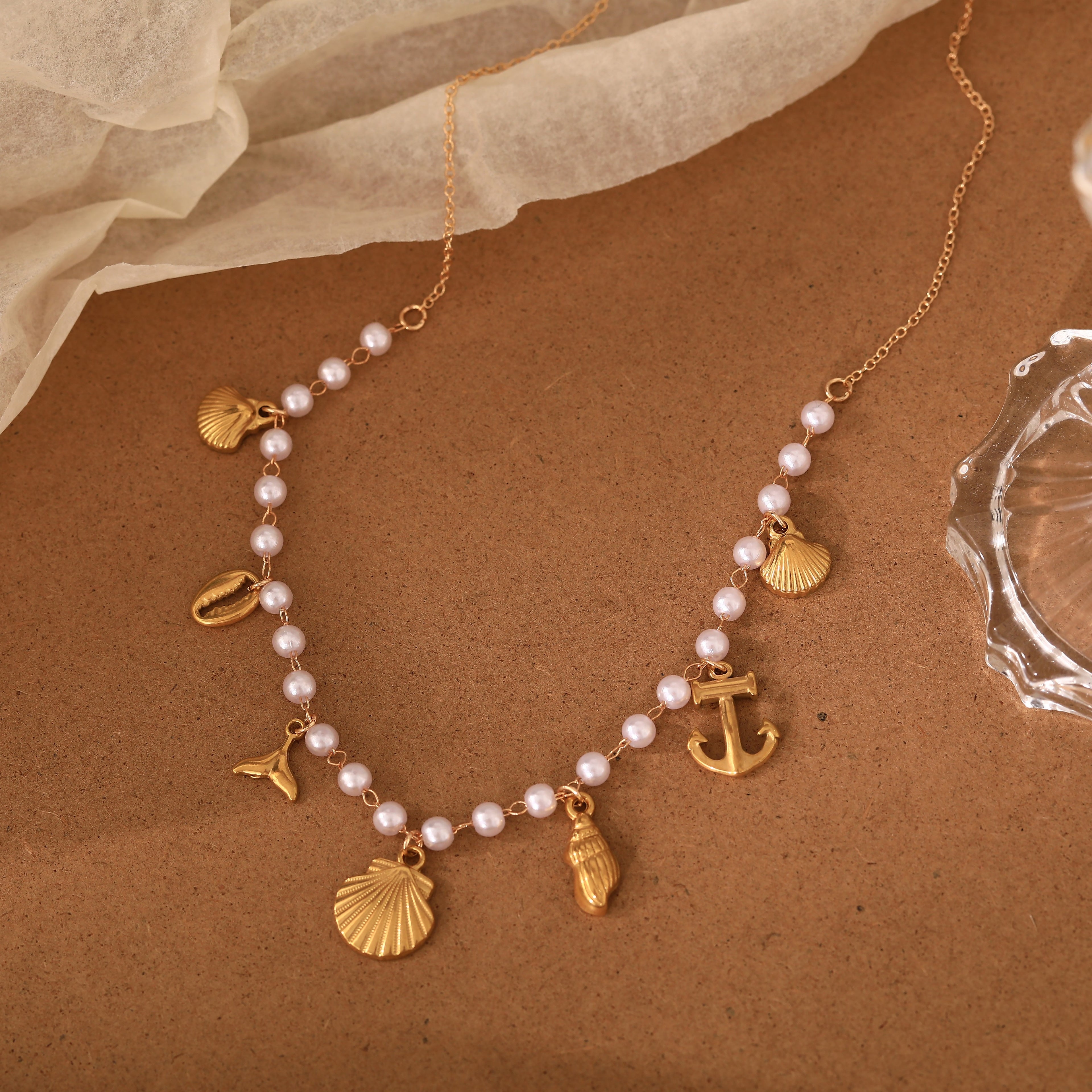 Golden Shoreline Charm Necklace