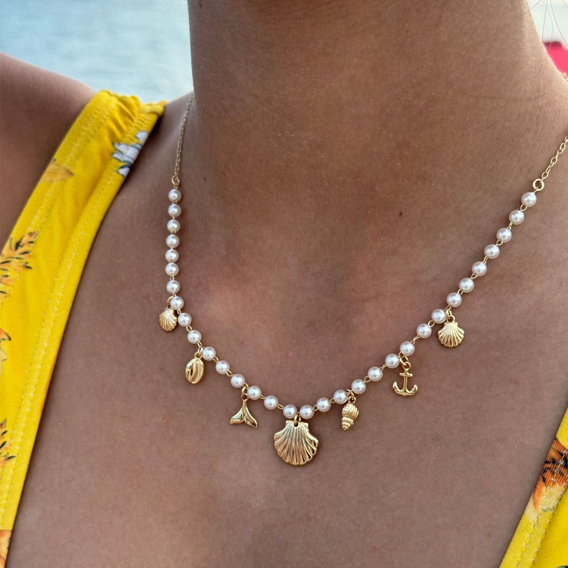 Golden Shoreline Charm Necklace